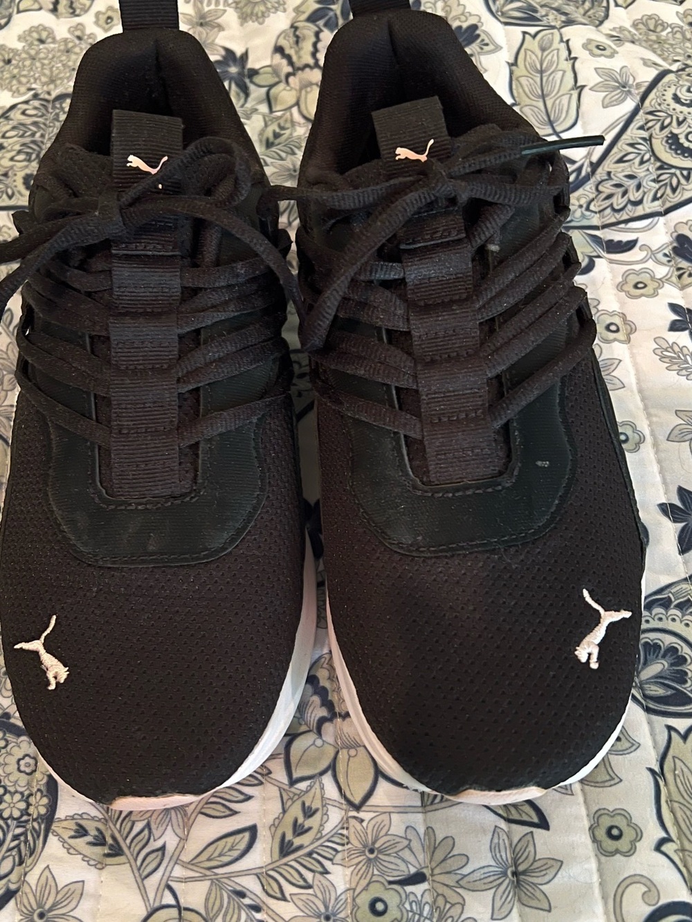 Puma Women Black Athletic Sneakers with White Logos